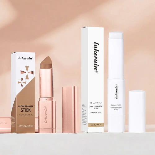 Lakerain Foundation Stick & Cream Bronzer Stick, Long lasting Makeup Cosmetics, Triangle Tip for Easy Use, Cosmetics