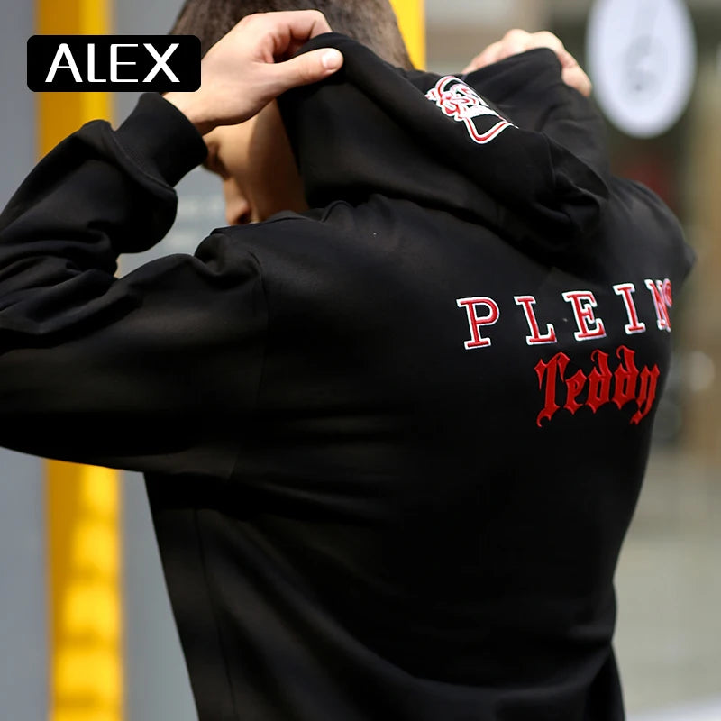 Alex Plein Sweatshirt Men 100% Cotton Teddy Bear Embroidery Oversized Aesthetic Hoodie Steetwear Men's Fashion Man Clothing New