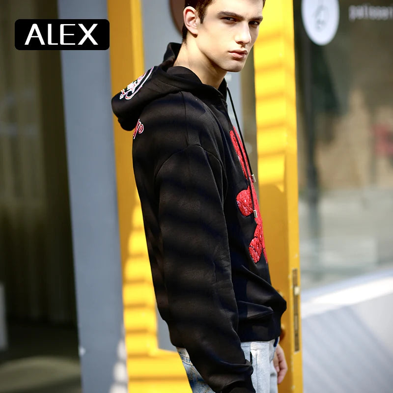 Alex Plein Sweatshirt Men 100% Cotton Teddy Bear Embroidery Oversized Aesthetic Hoodie Steetwear Men's Fashion Man Clothing New