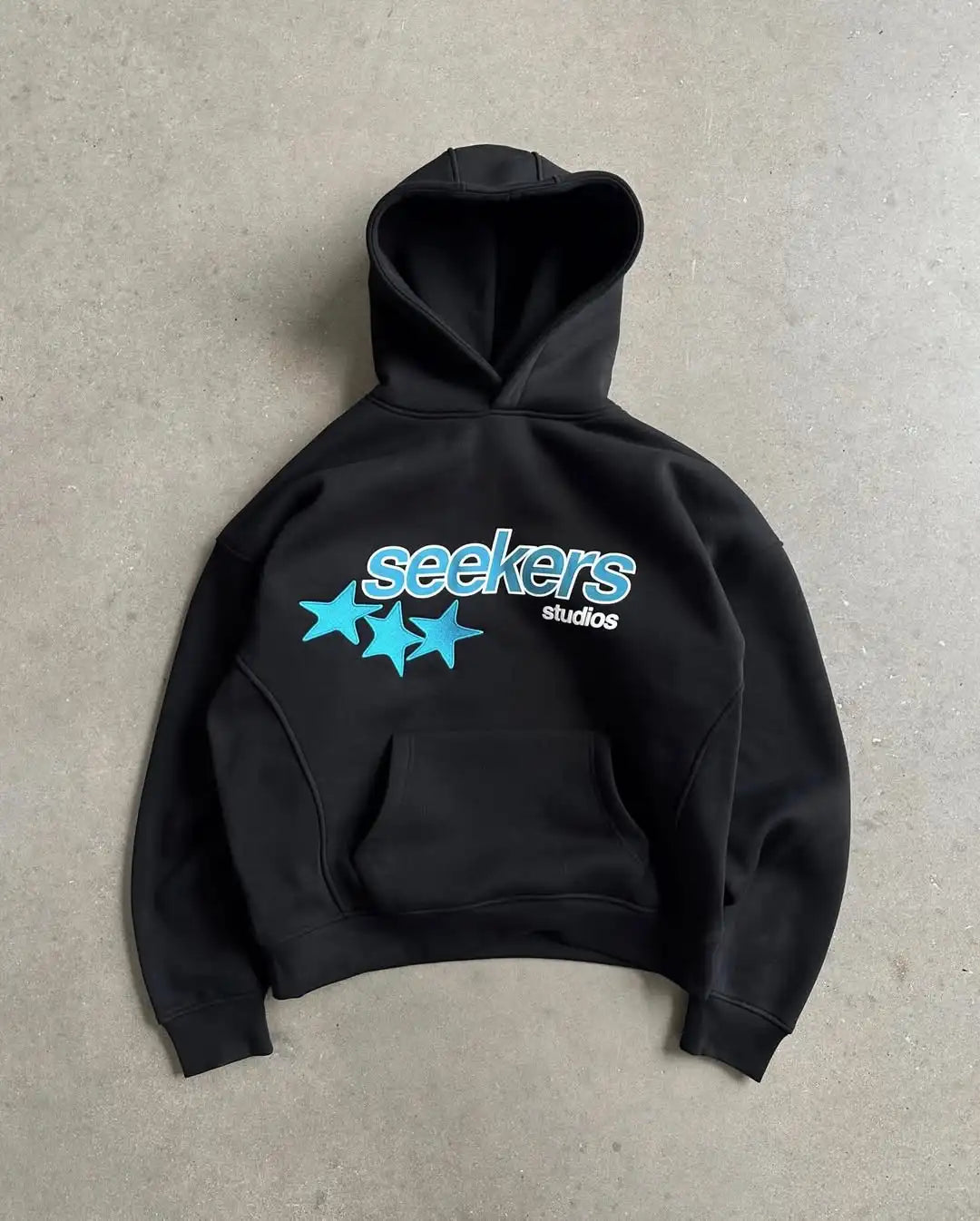 New Seekers Black Fashionable Hoodie Print Embroidery Design Hooded Women Hip-hop Streetwear Dressing Up Loose Daily  Sweatshirt