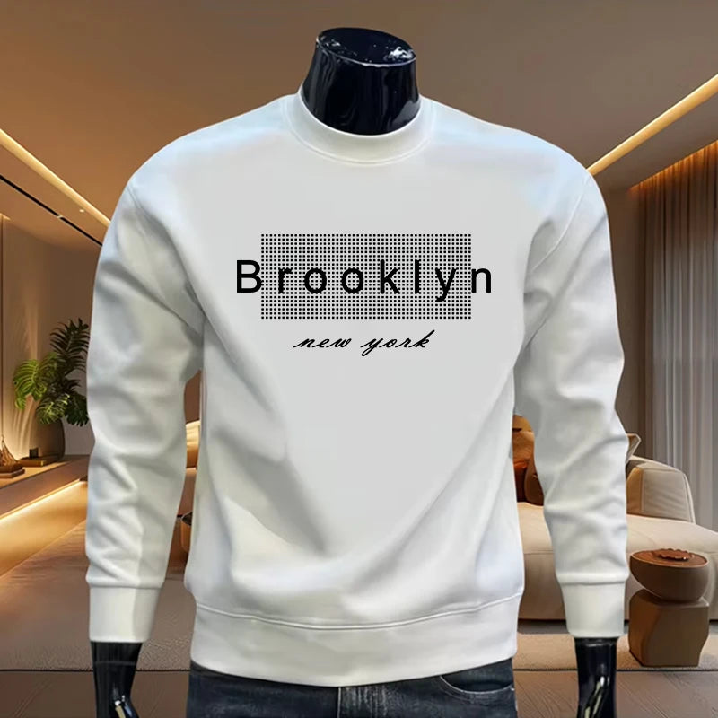 Spring Autumn New in Men's Sweatshirt High Quality Pure Color Long Sleeve O-neck Hoodie Male Home Outdoor Comfort Warm Pullover