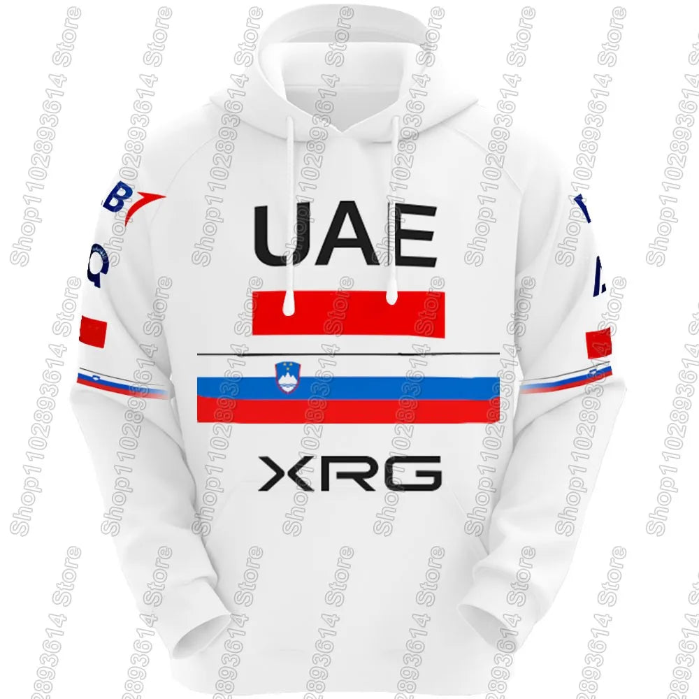Black UAE Team 2025 Men Hoodie Sweatshirt Tadej Pogačar Slovenia Clothing Hoody Streetwear Casual Pullover Jackets Unisex Coats