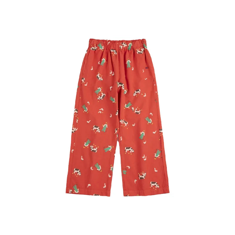 Spring Summer 2026 New Children Leisure Suit Korean Boy Girl Cartoon Printed Hoodie Letter Embroidered Denim Pants Kids Clothes