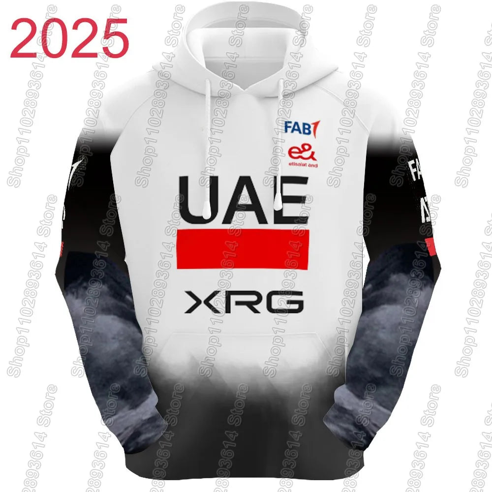 Black UAE Team 2025 Men Hoodie Sweatshirt Tadej Pogačar Slovenia Clothing Hoody Streetwear Casual Pullover Jackets Unisex Coats