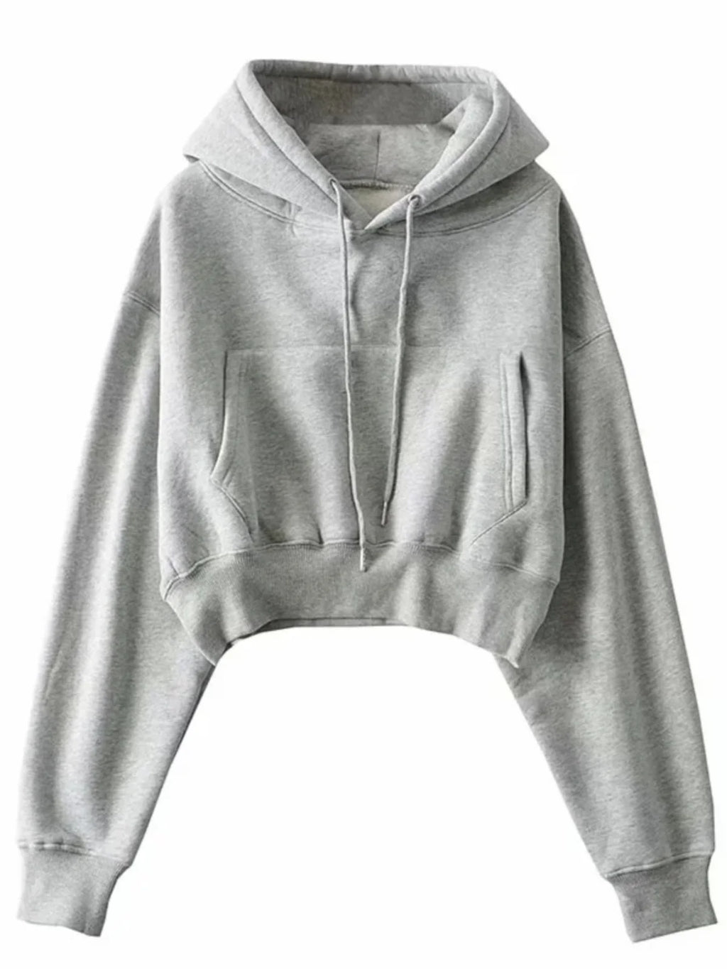 Autumn Winter Women's Fce Lined Dstring Hoodie ort Coat Warm Street Sle Long Sve Slim Fit Pure Color Hoodie