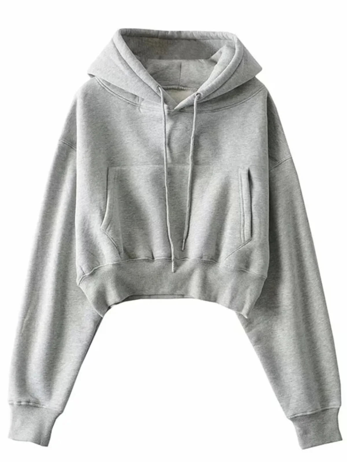Autumn Winter Women's Fce Lined Dstring Hoodie ort Coat Warm Street Sle Long Sve Slim Fit Pure Color Hoodie