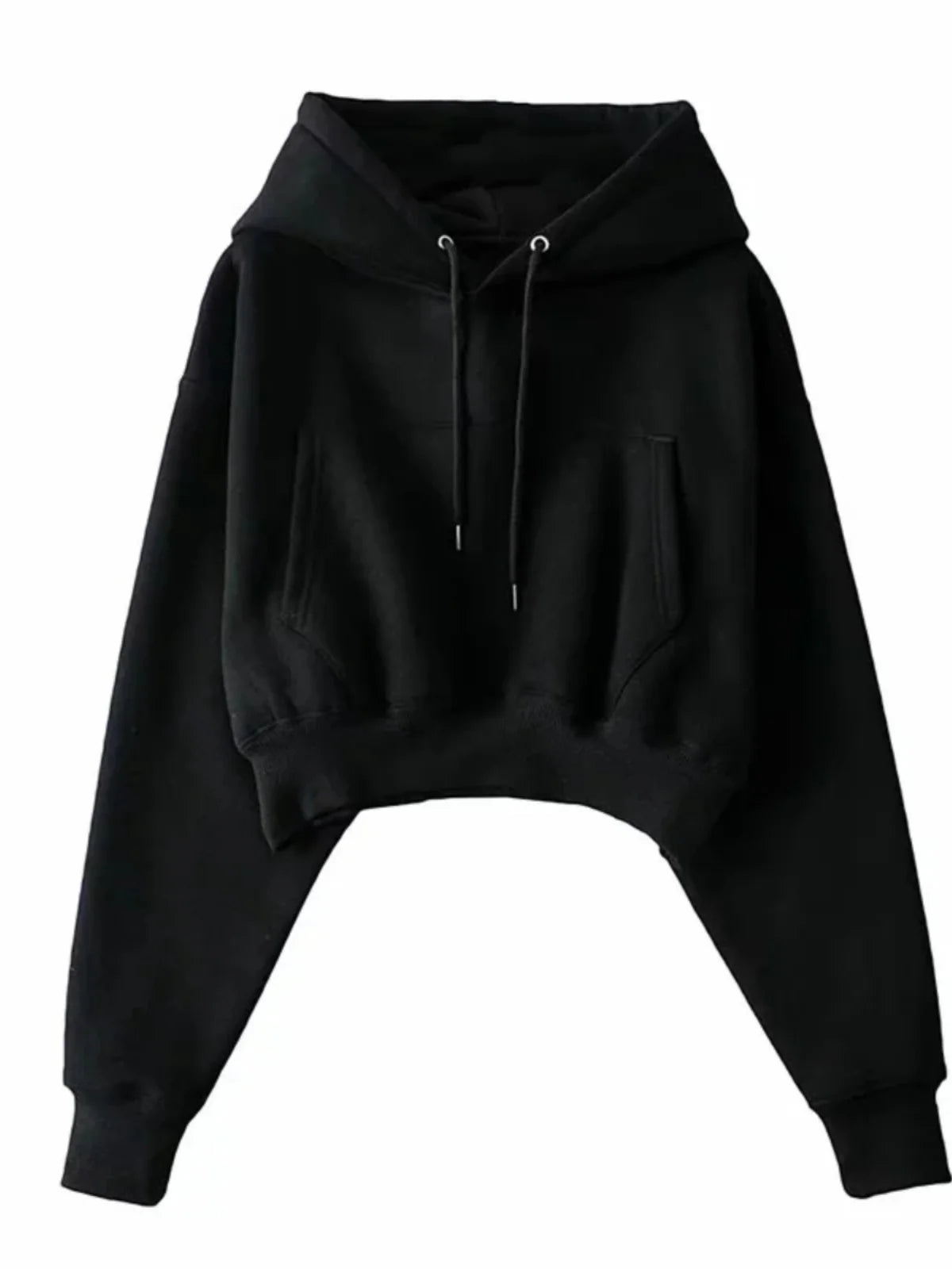 Autumn Winter Women's Fce Lined Dstring Hoodie ort Coat Warm Street Sle Long Sve Slim Fit Pure Color Hoodie