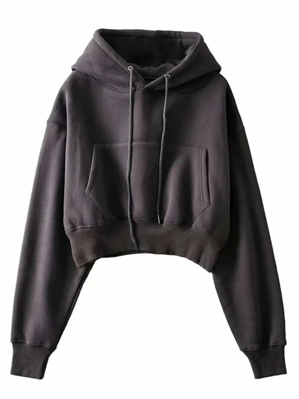 Autumn Winter Women's Fce Lined Dstring Hoodie ort Coat Warm Street Sle Long Sve Slim Fit Pure Color Hoodie