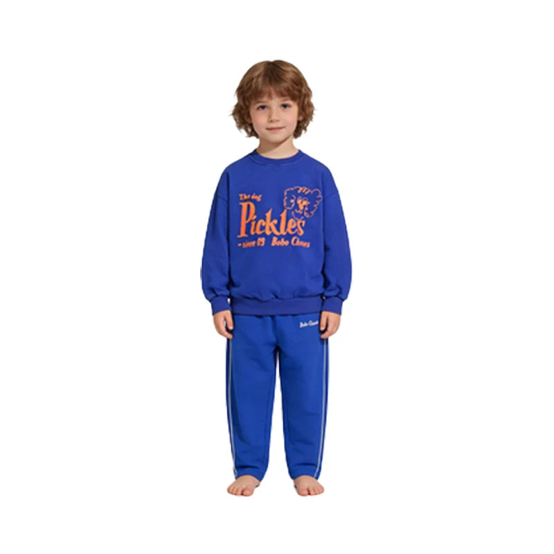 Spring Summer 2026 New Children Leisure Suit Korean Boy Girl Cartoon Printed Hoodie Letter Embroidered Denim Pants Kids Clothes