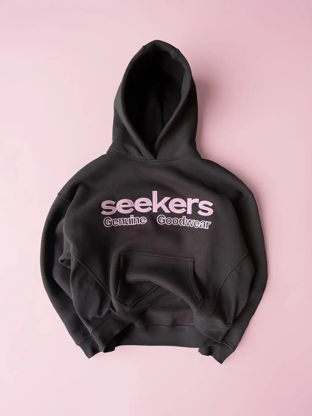 New Seekers Black Fashionable Hoodie Print Embroidery Design Hooded Women Hip-hop Streetwear Dressing Up Loose Daily  Sweatshirt
