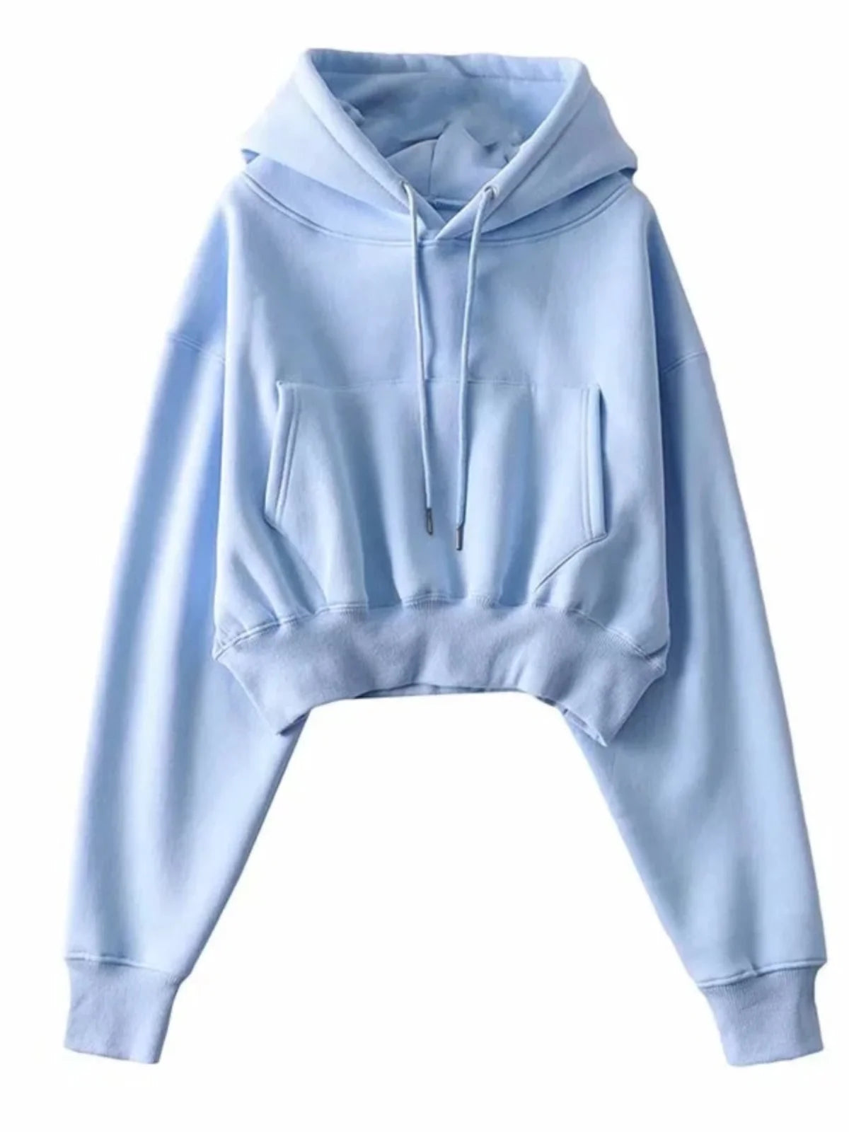 Autumn Winter Women's Fce Lined Dstring Hoodie ort Coat Warm Street Sle Long Sve Slim Fit Pure Color Hoodie