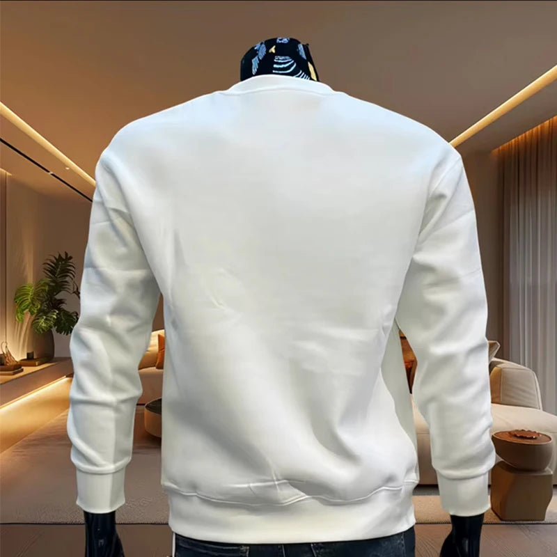 Spring Autumn New in Men's Sweatshirt High Quality Pure Color Long Sleeve O-neck Hoodie Male Home Outdoor Comfort Warm Pullover