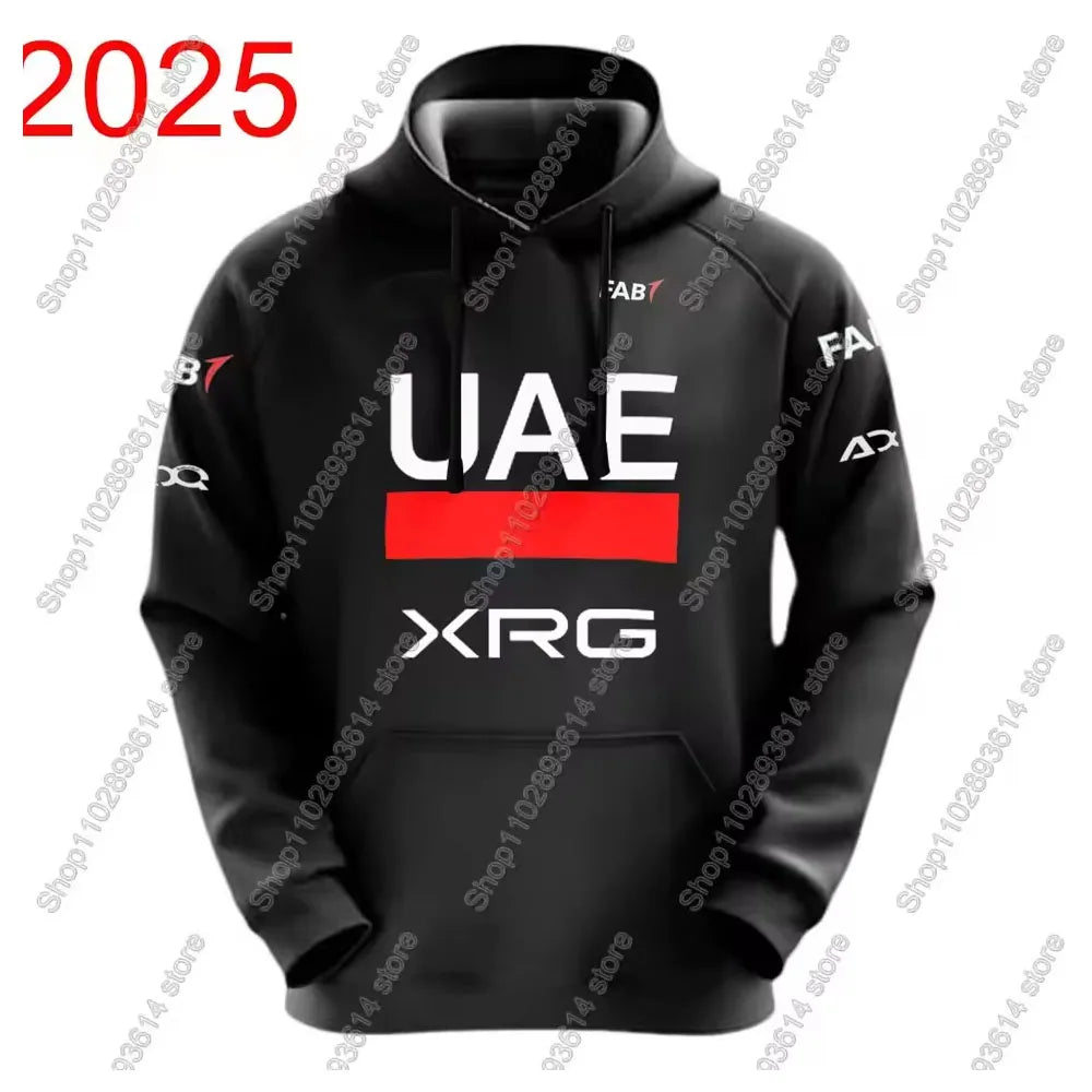 Black UAE Team 2025 Men Hoodie Sweatshirt Tadej Pogačar Slovenia Clothing Hoody Streetwear Casual Pullover Jackets Unisex Coats