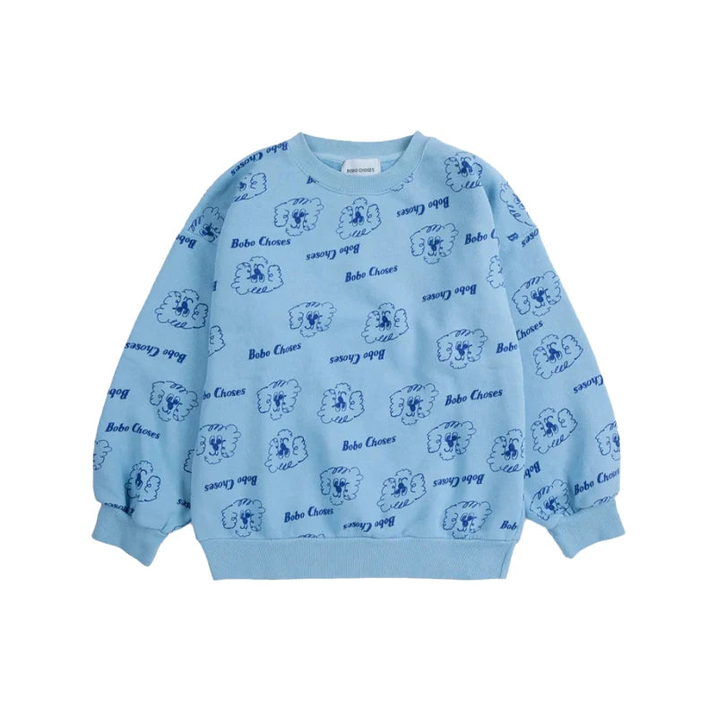 Spring Summer 2026 New Children Leisure Suit Korean Boy Girl Cartoon Printed Hoodie Letter Embroidered Denim Pants Kids Clothes