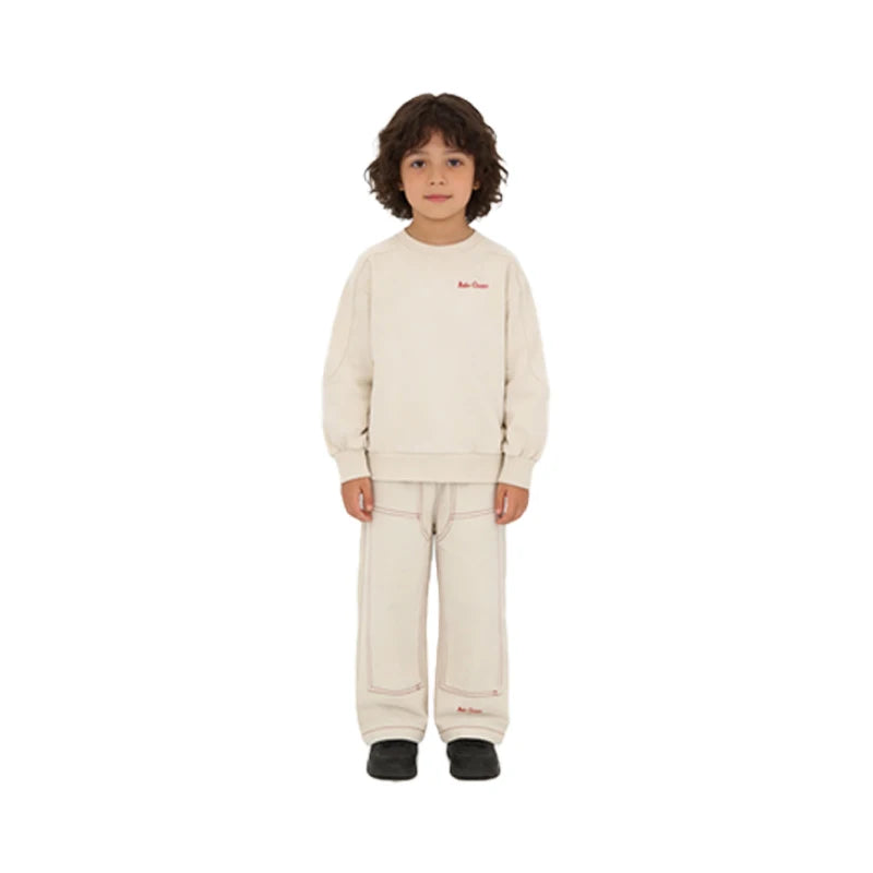 Spring Summer 2026 New Children Leisure Suit Korean Boy Girl Cartoon Printed Hoodie Letter Embroidered Denim Pants Kids Clothes