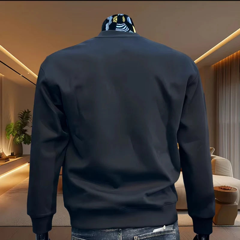 Spring Autumn New in Men's Sweatshirt High Quality Pure Color Long Sleeve O-neck Hoodie Male Home Outdoor Comfort Warm Pullover