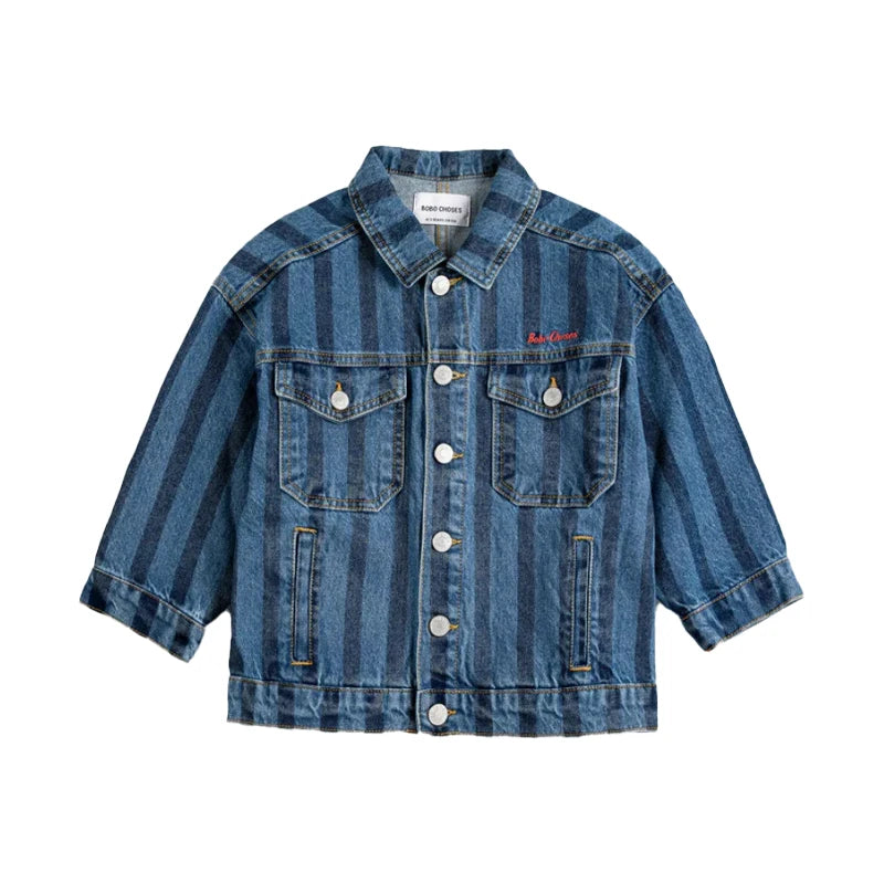 Spring Summer 2026 New Children Leisure Suit Korean Boy Girl Cartoon Printed Hoodie Letter Embroidered Denim Pants Kids Clothes